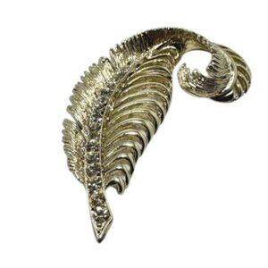 Vintage Feather Rhinestone Brooch
